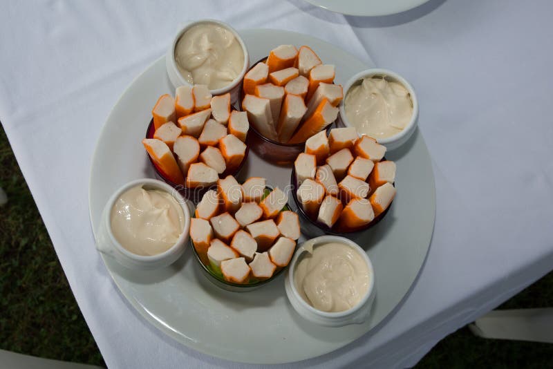 Crab Salad with Fresh Cocktail Sauce on a Plate Stock Image Image of