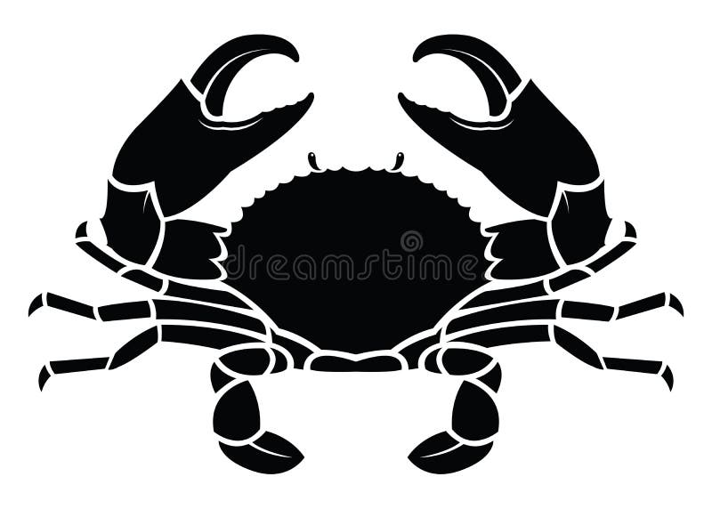 Crab sea animal silhouette. Cancer Zodiac Vector illustration. Logo, graphics, seafood. Marine reptile.