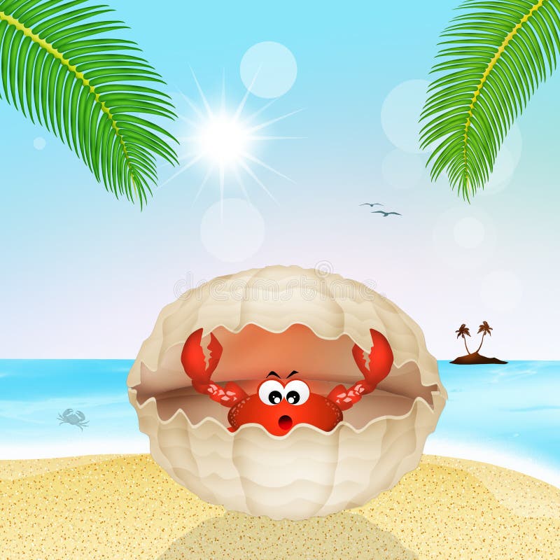 Crab in the shell stock illustration. Illustration of holidays 70130018