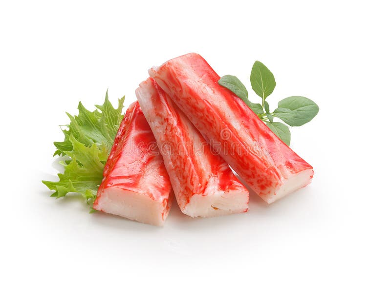 Crab Stick Isolated, Orange Crabstick Closeup, Crabmeat Food, Crabmeat