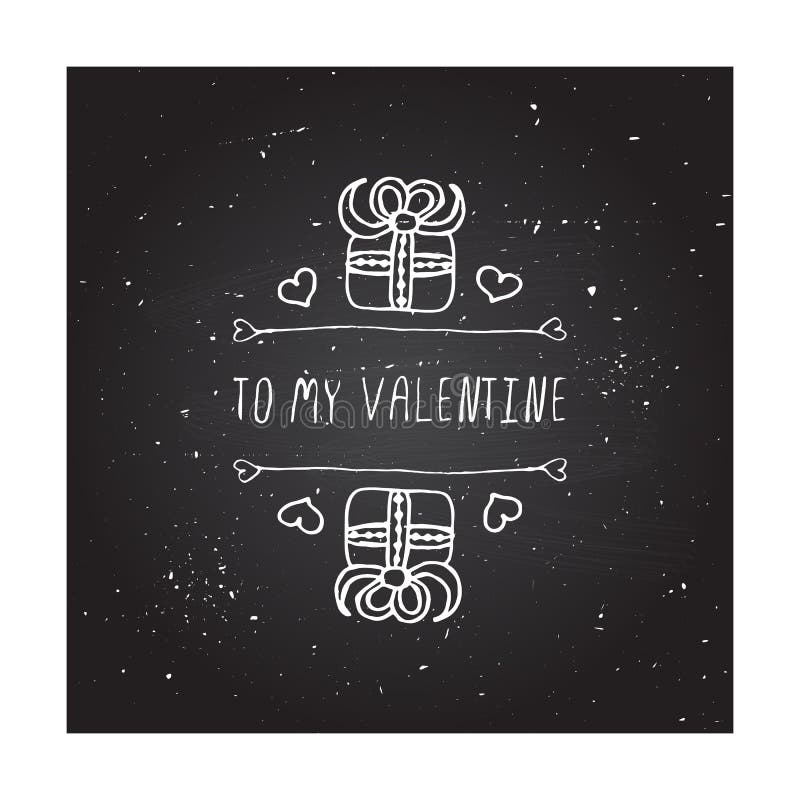 Distintivo desenhado à mão para o Dia dos Namorados ilustração stock