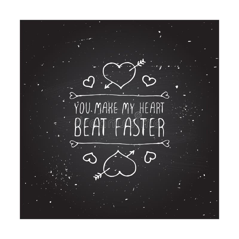 Distintivo desenhado à mão para o Dia dos Namorados ilustração stock