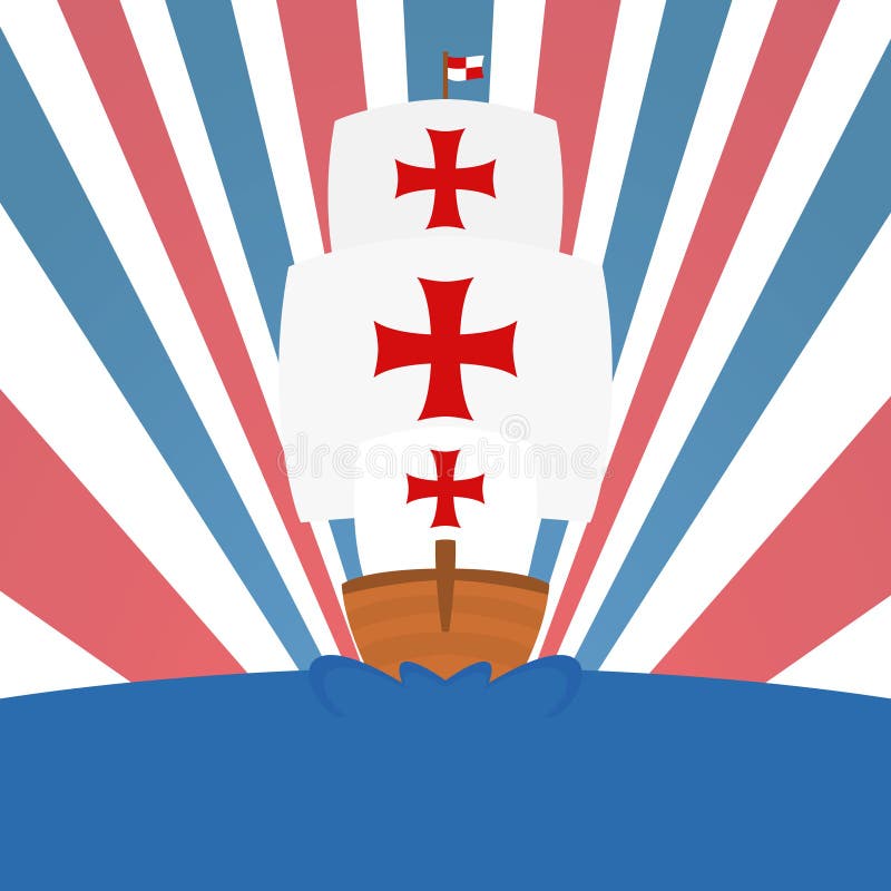 Crachá para Christopher Columbus Day com caravel ilustração stock Crachá para Christopher Columbus Day com caravel ilustração stock