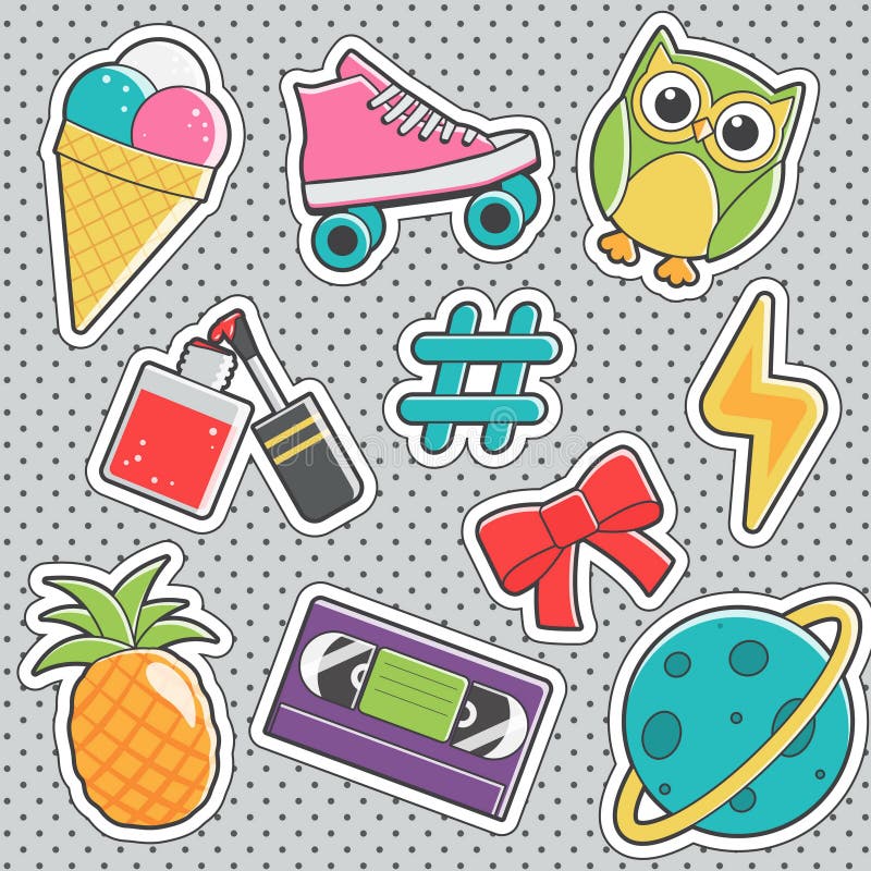 Crachás na moda da forma da etiqueta do vintage do divertimento ilustração stock Crachás na moda da forma da etiqueta do vintage do divertimento ilustração stock