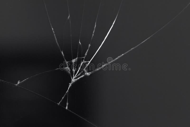 Crack on the glass of a smartphone or tablet, result of a fall or damage.