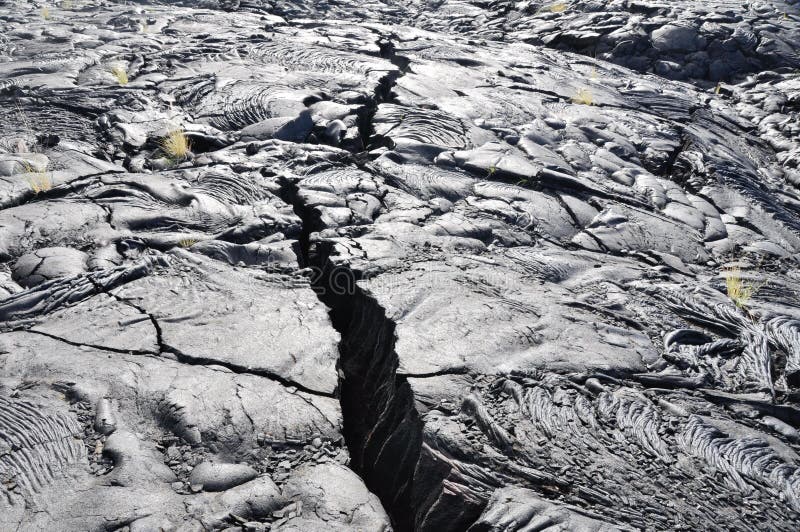Crack in the Lava field, Big Island, Hawaii royalty free stock images