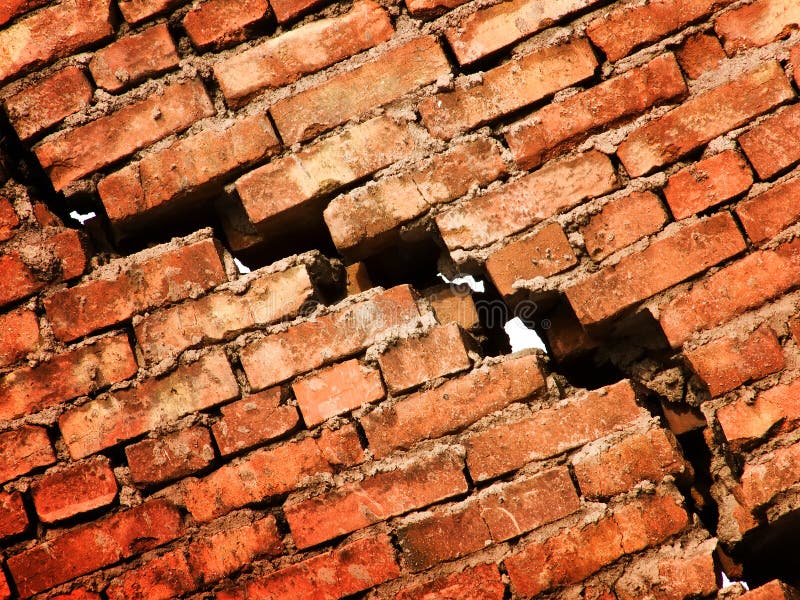 Crack in a wall from a brick