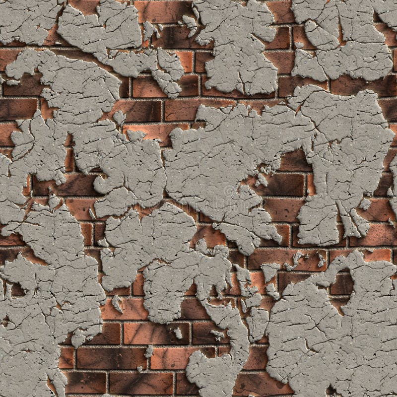 Cracked Brick Wall. Seamless Tileable Texture.