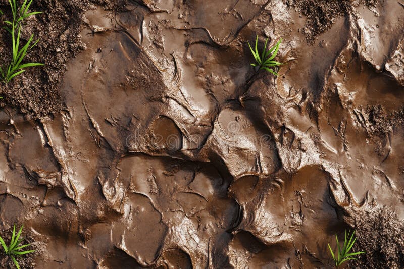 Cracked earth with grass emerging in sunlit landscape artificial intelligence image parched ground visible cracks showing fotos de stock