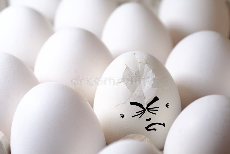 Cracked egg among all eggs stock photo. Image of breakdown 107203744