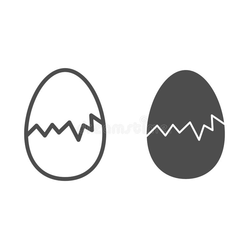 Cracked egg line and solid icon. Hatch the chicken outline style pictogram on white background. Happy Easter traditional