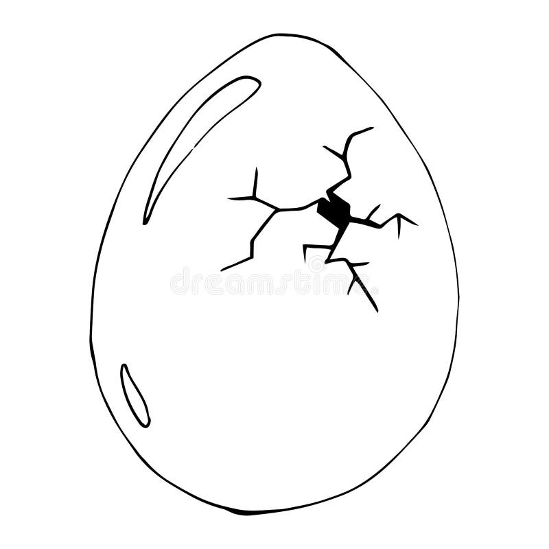 Hand drawn cracked egg sketch.