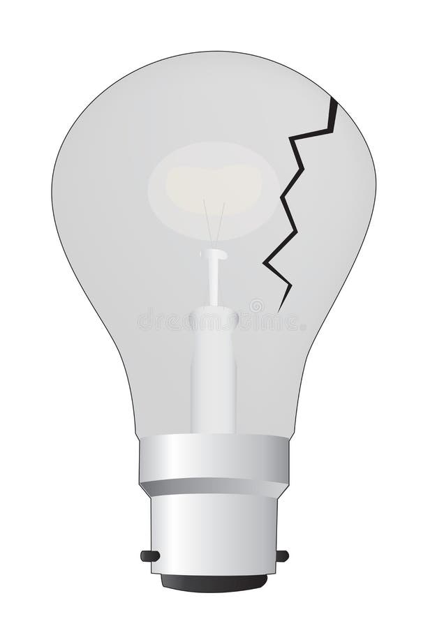 Cracked light bulb stock illustration. Image of base 10188895