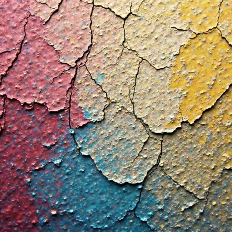 Cracked, mottled paint like wallpaper, muted tones, green, chipped stock illustration