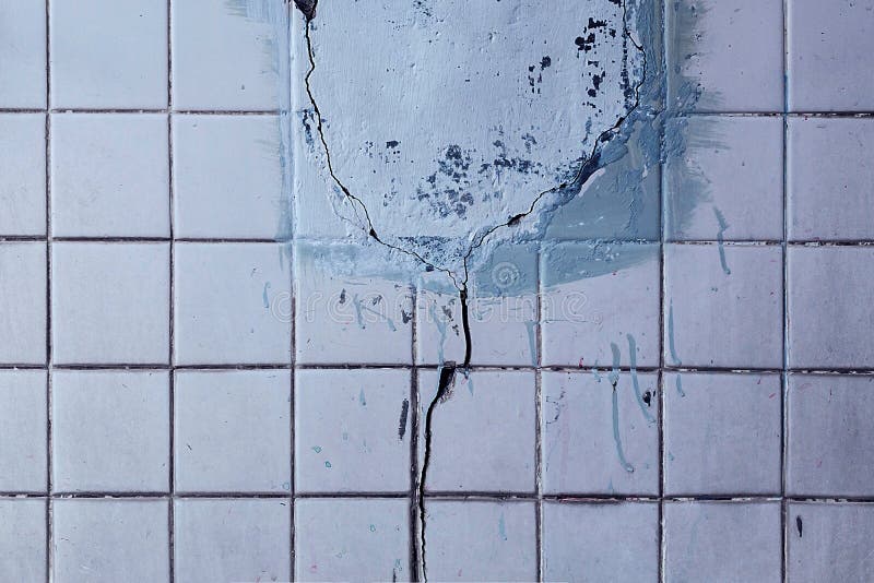 Cracked Old Grunge Ceramic Tile Wall Texture Background Stock Image