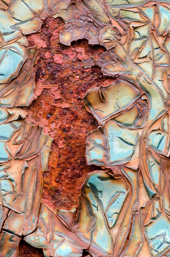 Cracked Paint on Rusty Metal Surface Texture Stock Photo Image of