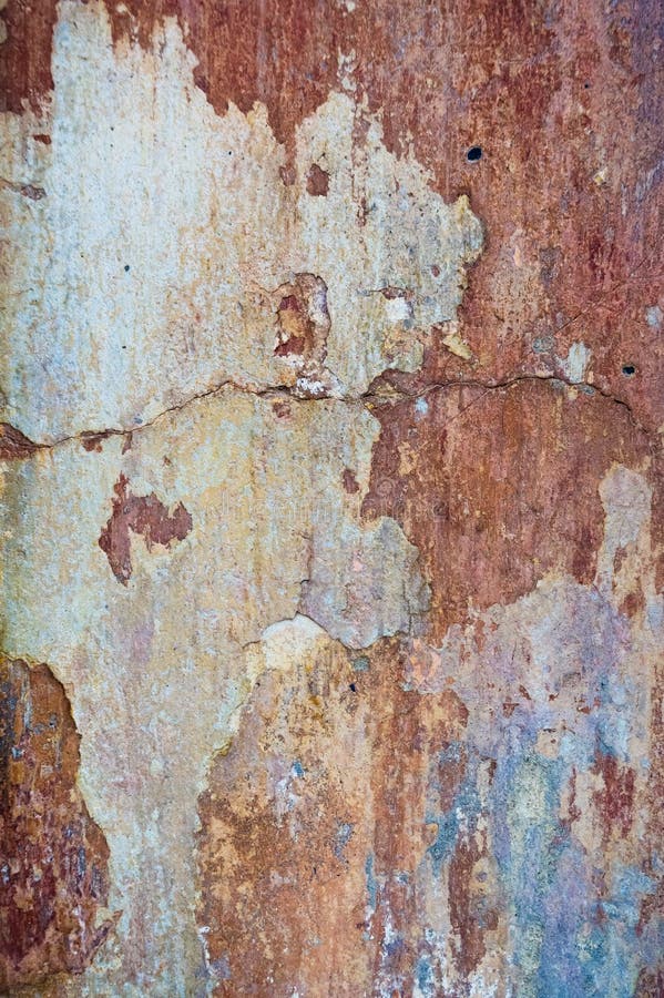 Cracked and Peeling Paint Old Wall Background. Classic Grunge Te Stock