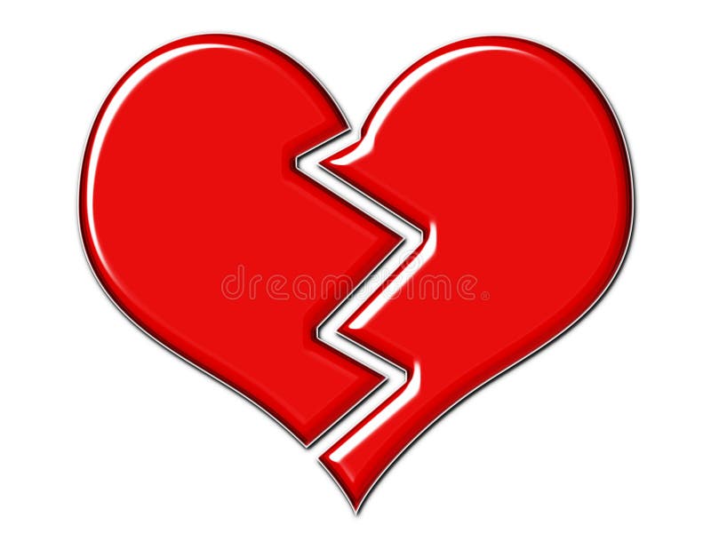 Cracked Red Broken Heart stock illustration. Illustration of heart ...