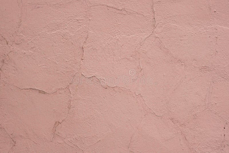 Cracked Texture Of Plaster Wall Pink Stucco Close Up Stock