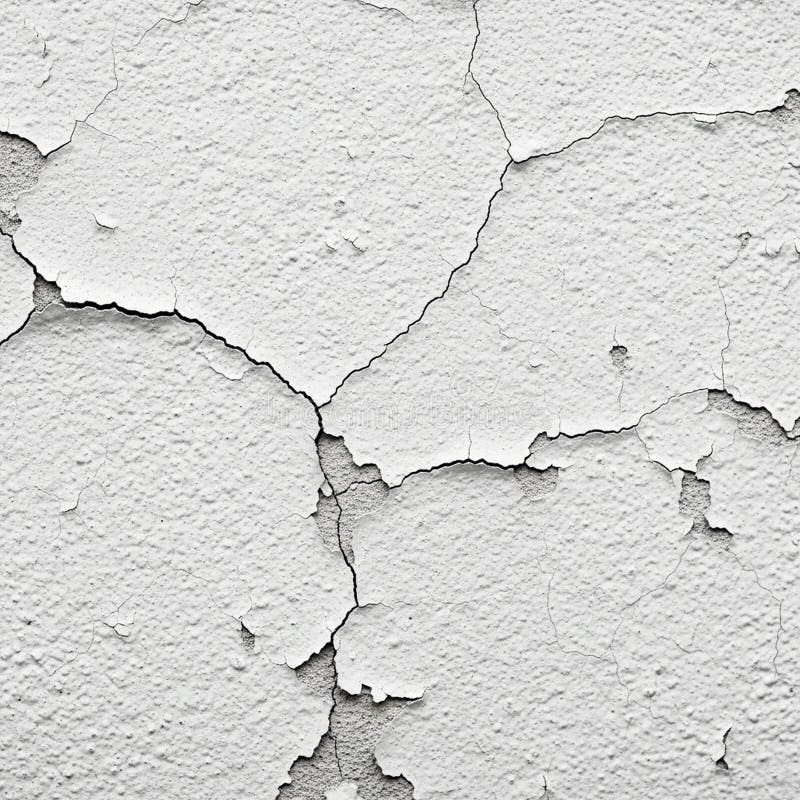 Cracked white plaster wall surface with irregular lines and fragmented pieces royalty free illustration