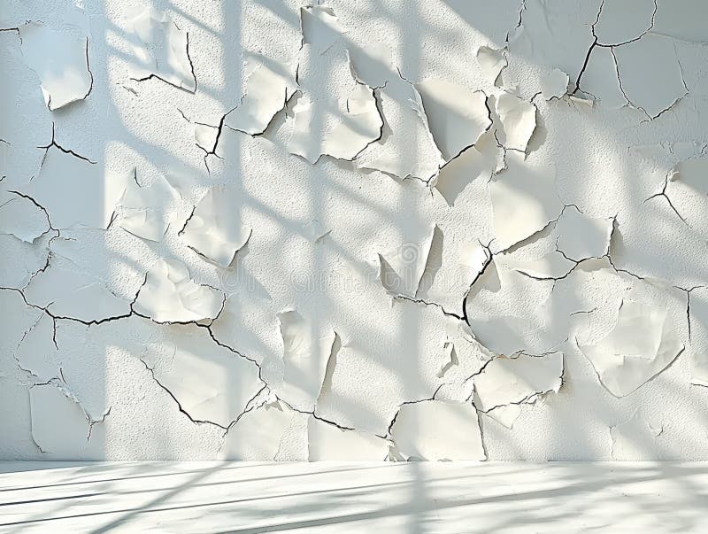 Cracked White Wall Texture with Light and Shadow vector illustration