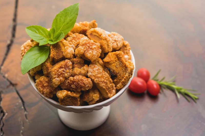 Cracker and Salty Pork Cracker for Appetizer. Stock Image - Image of