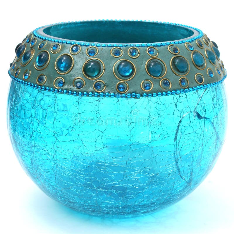 Crackled Turquoise Blue Votive