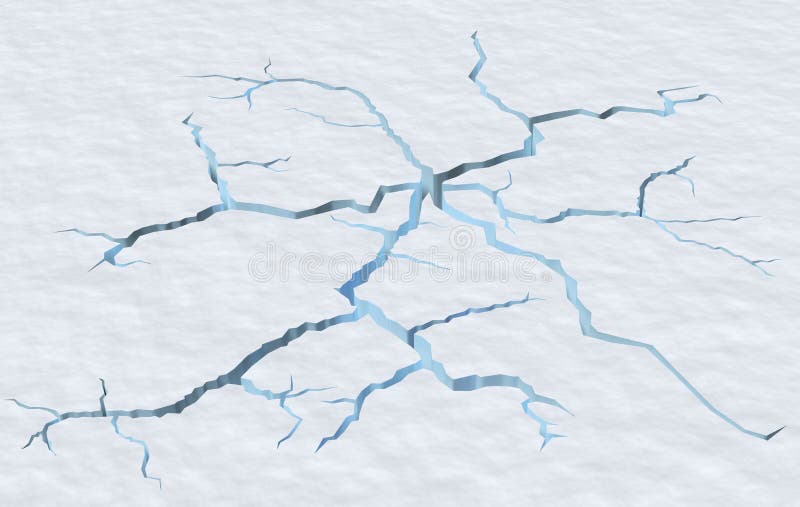 Cracks in snow surface of cracked glacier