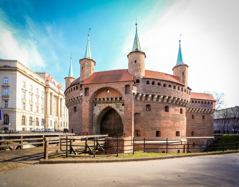 Krakow - barbakan the historical building. Krakow - barbakan the historical building