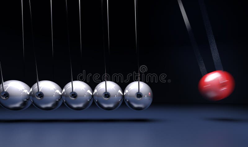 3D rendering of Newton's cradle pendulum. 3D rendering of Newton's cradle pendulum