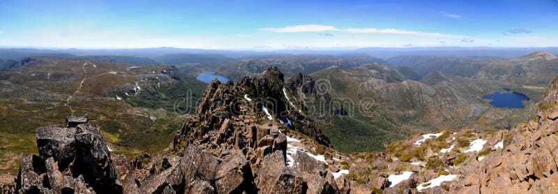 Panorama from summit of Cradle Mountain, National Park Tasmania. Panorama from summit of Cradle Mountain, National Park Tasmania