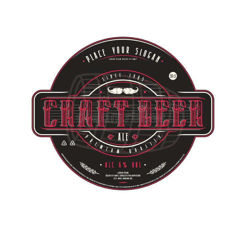 Craft Beer Label Template In Vintage Style Stock Vector - Illustration of border, design: 91575705