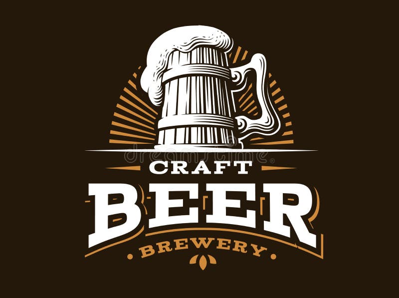 Craft Beer Logo Vector Illustration, Emblem Brewery Design Stock