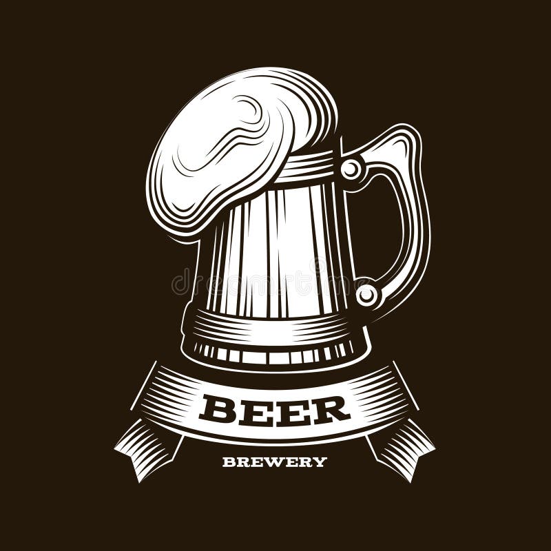 Craft Beer Logo- Vector Illustration, Emblem Brewery Design on Red ...