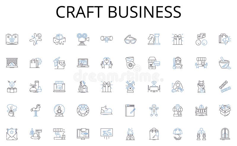 Craft business line icons collection. Architecture, Construction, Design, Foundation, Structure, Frame, Cement vector stock illustration