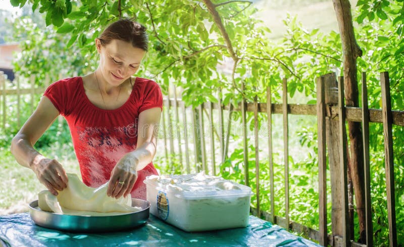 The artisan cheese making, rural craft. The artisan cheese making, rural craft