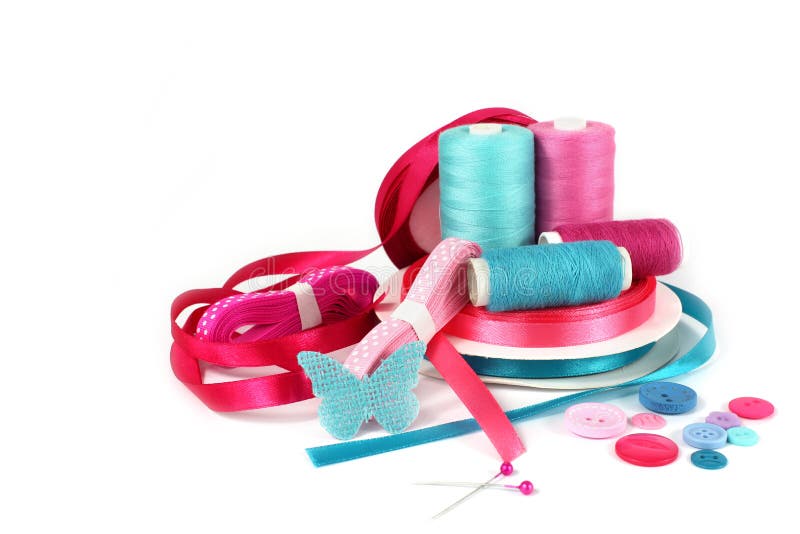 Craft Sewing Ribbons, Thread and Buttons Stock Photo Image of colors, haberdashery 44881016