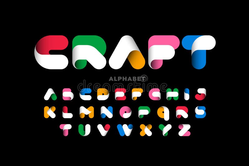Craft style colorful font design stock illustration