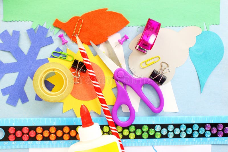 Craft Supply Tools for Kids School Paper Craft Stock Photo Image of equipment, drawing 66904690