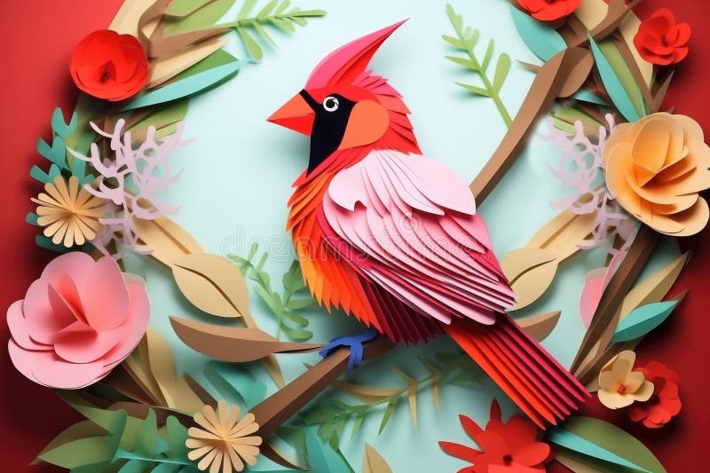 Crafted Paper Art Bird.National Bird Day Stock Photo Image of design