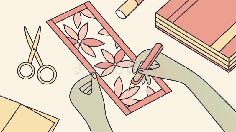 Crafter Creating Decorative Bookmark - Personalized Gift Idea, vector design Generative AI royalty free illustration