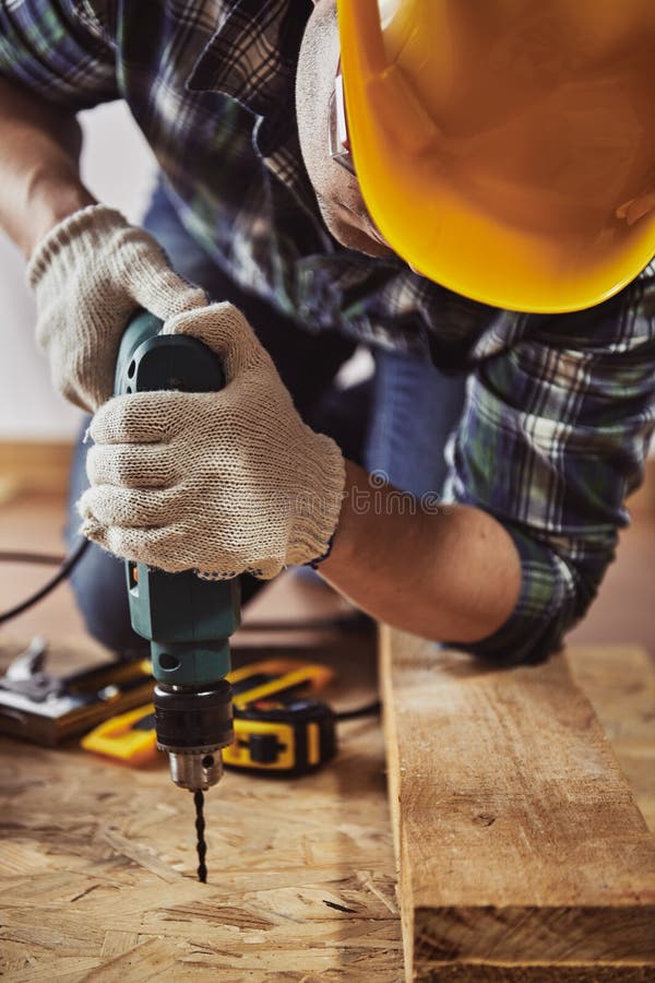 Craftsman with drill stock photo. Image of carpenter - 78327176