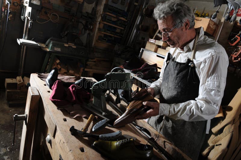 Craftsman Making Luxury Handmade Man Shoes Stock Image Image of
