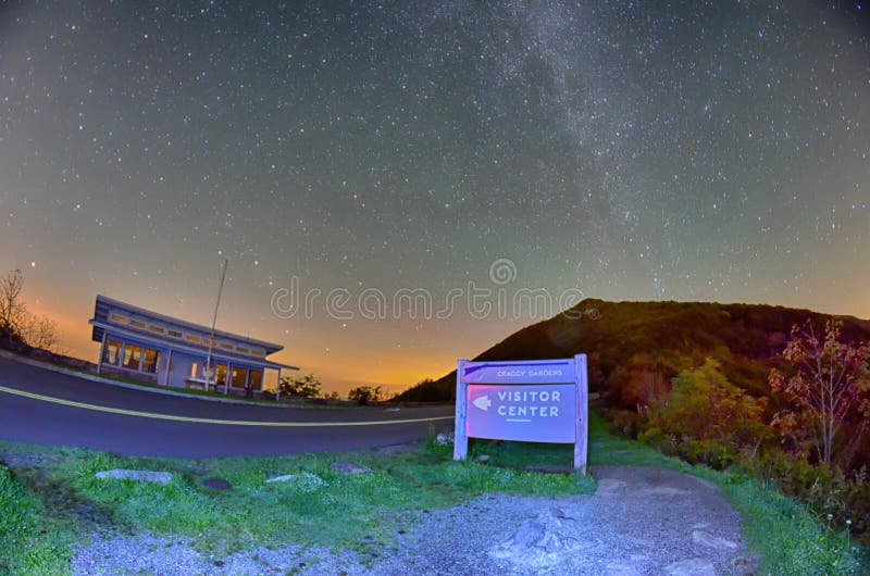 The Craggy Pinnacle visitors center night