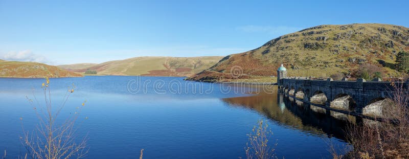 Craig Goch reservoir and dam, Elan Valley Wales. Craig Goch reservoir and dam arches panorama, Elan Valley Wales UK stock photos Craig Goch reservoir and dam, Elan Valley Wales. Craig Goch reservoir and dam arches panorama, Elan Valley Wales UK stock photos