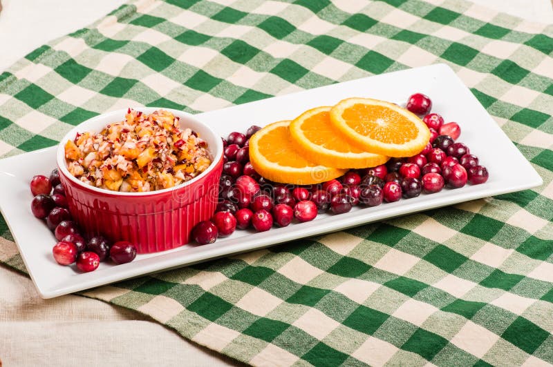 Cranberry apple relish with orange slices