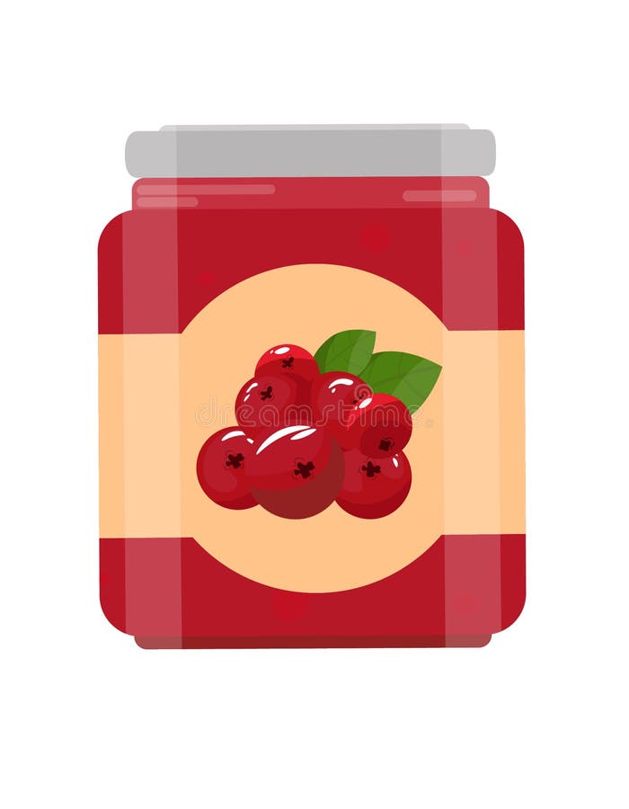 Cranberry Jam.cranberry Jam in a Transparent Jar with a Label on an