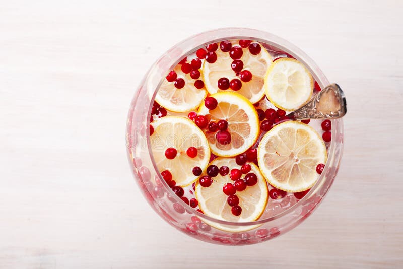 Cranberry lemon iced detox water