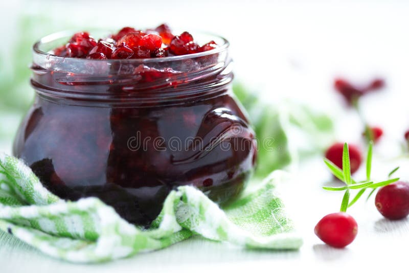 Cranberry Sauce in Glass Jar Stock Photo Image of preserve, spread