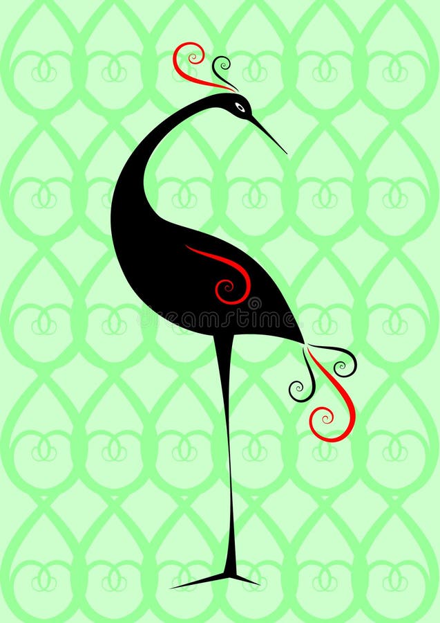 Crane. Decorative bird. Vector illustration.